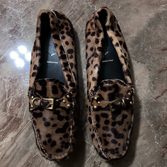 Prada Leopard Pony Hair Buckle Slip On Loafers Size 39 - Picture 1 of 6